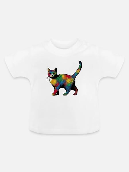 Katze - Baby Bio-T-Shirt mit Rundhals - Weiß