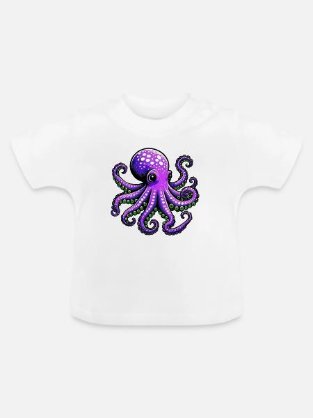 Krake - Baby Bio-T-Shirt mit Rundhals - Weiß