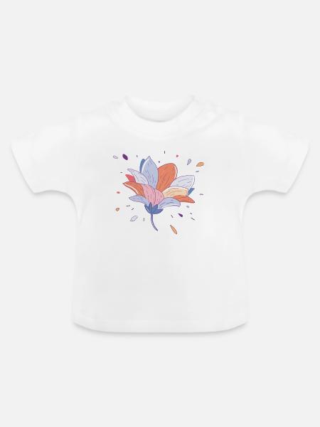 Sommerblume - Baby Bio-T-Shirt mit Rundhals - Weiß