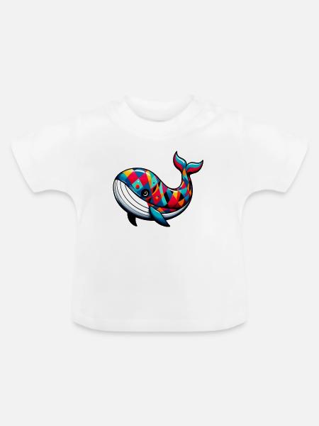Harlekinwal - Baby Bio-T-Shirt mit Rundhals - Weiß