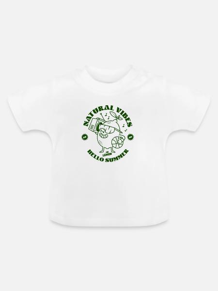 Zitronengrün - Baby Bio-T-Shirt mit Rundhals - Weiß