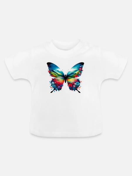 Schmetterling - Baby Bio-T-Shirt mit Rundhals - Weiß
