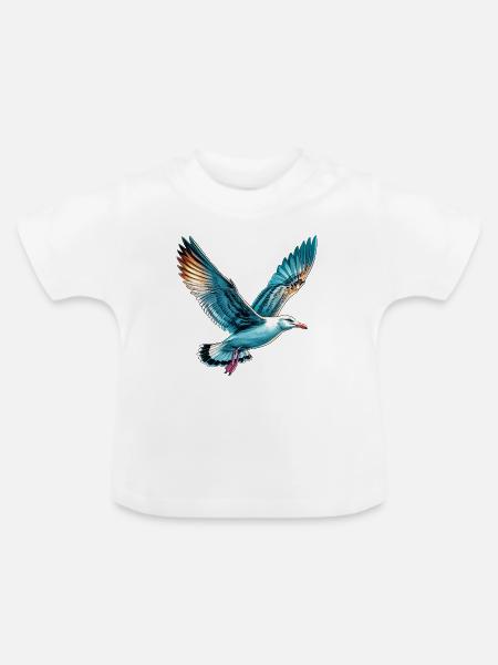 Möwe - Baby Bio-T-Shirt mit Rundhals - Weiß