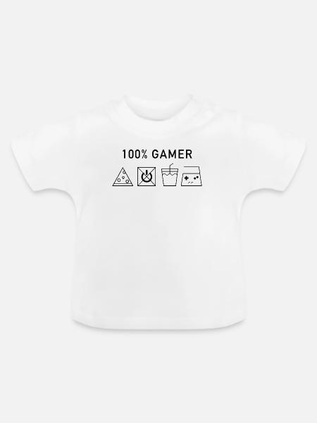 100 Gamer Black Version - Baby Bio-T-Shirt mit Rundhals - Weiß