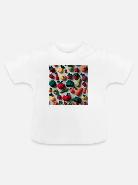 Gemüse - Baby Bio-T-Shirt mit Rundhals - Weiß