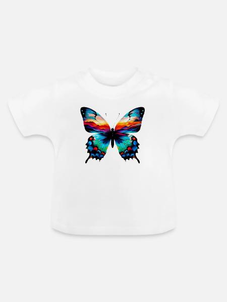 Schmetterling - Baby Bio-T-Shirt mit Rundhals - Weiß