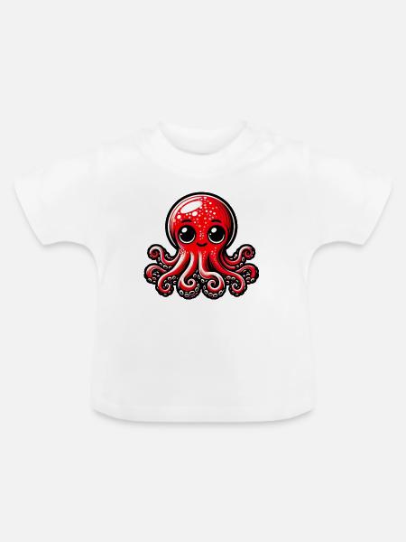 Krake - Baby Bio-T-Shirt mit Rundhals - Weiß