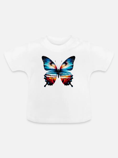 Schmetterling - Baby Bio-T-Shirt mit Rundhals - Weiß