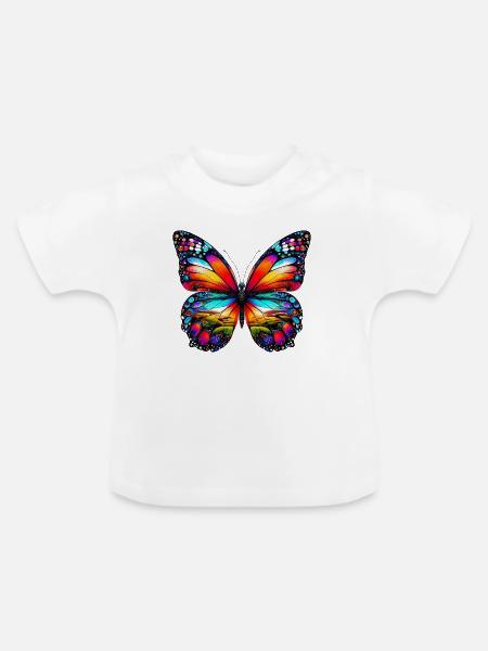 Schmetterling - Baby Bio-T-Shirt mit Rundhals - Weiß