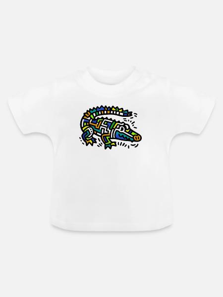 Alligator-Krokodil - Baby Bio-T-Shirt mit Rundhals - Weiß