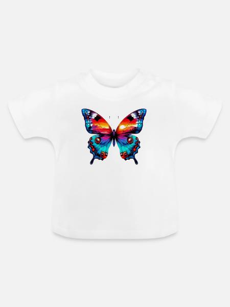 Schmetterling - Baby Bio-T-Shirt mit Rundhals - Weiß