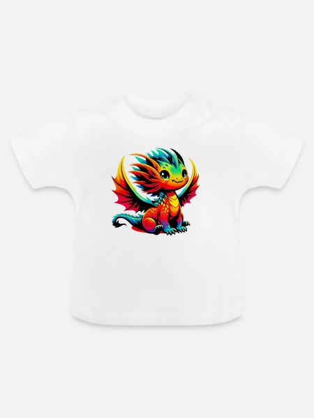 Drache - Baby Bio-T-Shirt mit Rundhals - Weiß