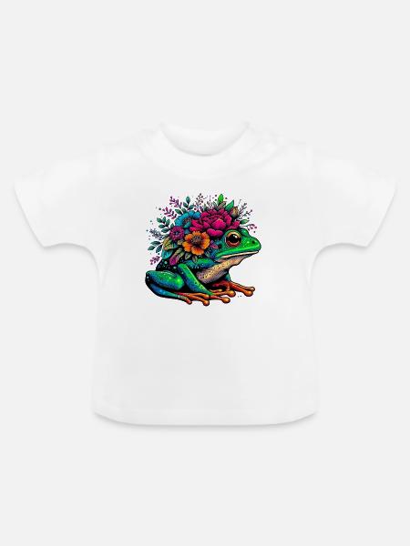 Frosch - Baby Bio-T-Shirt mit Rundhals - Weiß