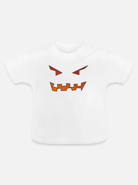 Kürbisgesicht - Baby Bio-T-Shirt mit Rundhals - Weiß