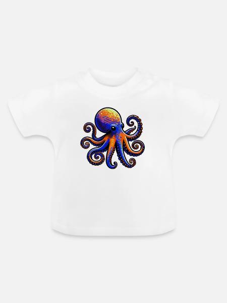 Krake - Baby Bio-T-Shirt mit Rundhals - Weiß