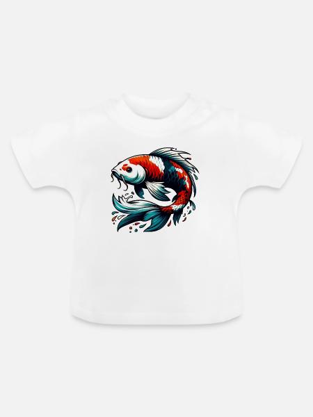 Koi-Karpfen - Baby Bio-T-Shirt mit Rundhals - Weiß