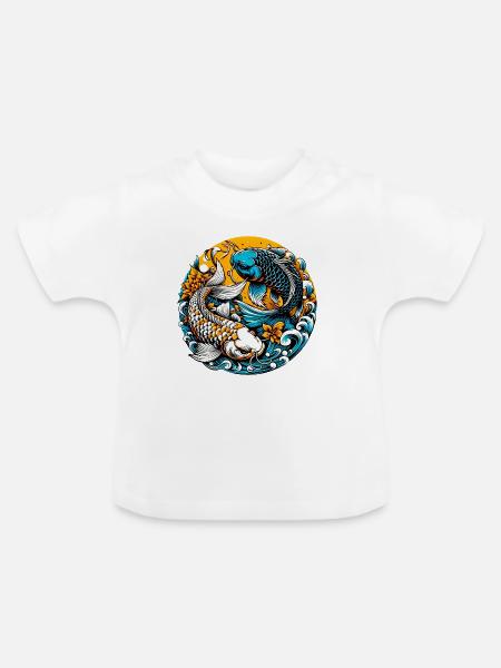 Koi-Karpfen - Baby Bio-T-Shirt mit Rundhals - Weiß