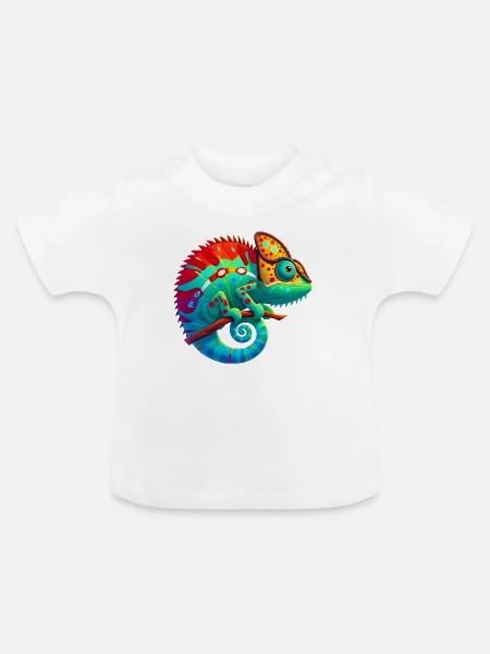 Chamäleon - Baby Bio-T-Shirt mit Rundhals - Weiß