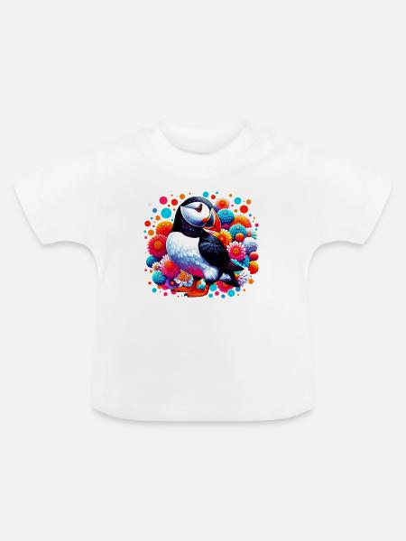 Papageitaucher - Baby Bio-T-Shirt mit Rundhals - Weiß