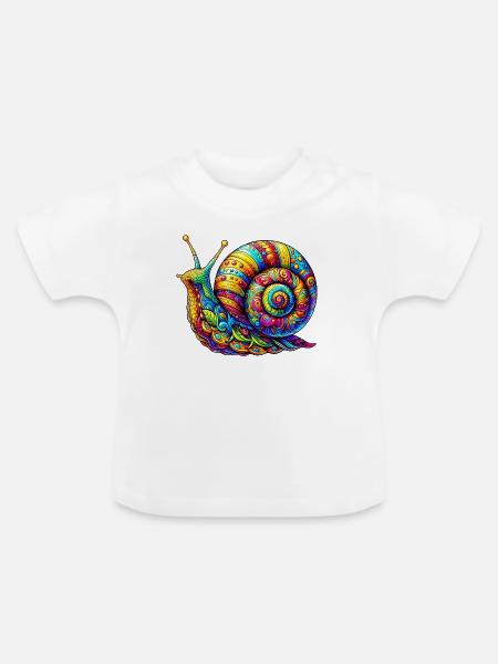 Schnecke - Baby Bio-T-Shirt mit Rundhals - Weiß