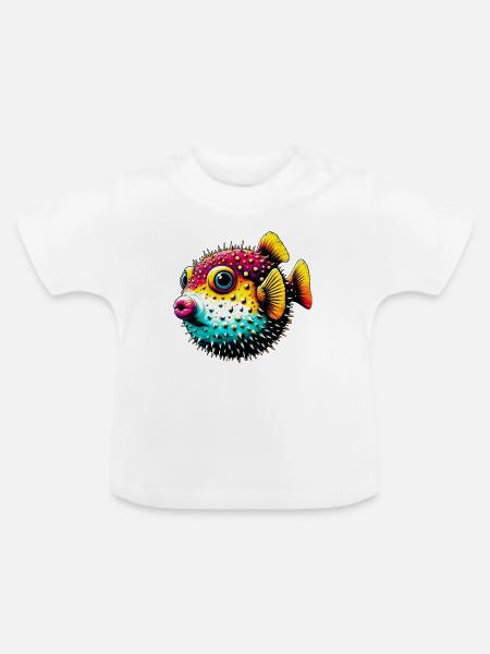 Kugelfisch - Baby Bio-T-Shirt mit Rundhals - Weiß