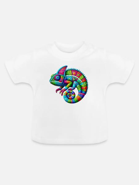 Chamäleon - Baby Bio-T-Shirt mit Rundhals - Weiß