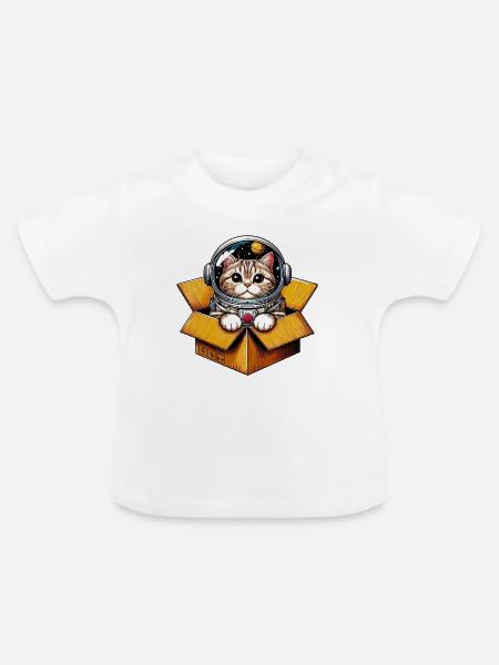 Astronaut Katze - Baby Bio-T-Shirt mit Rundhals - Weiß