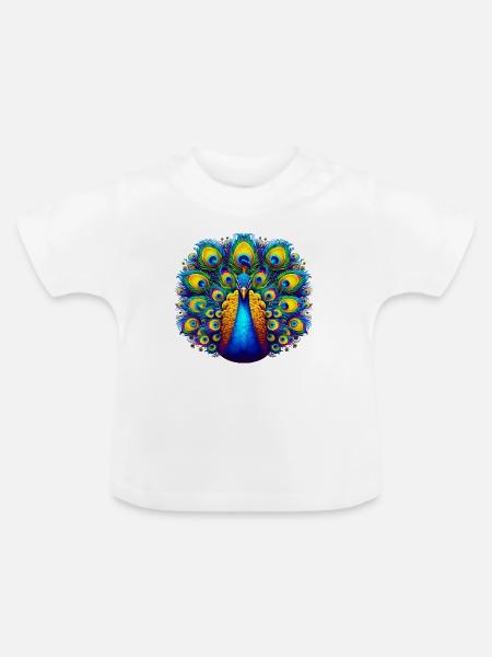 Pfau - Baby Bio-T-Shirt mit Rundhals - Weiß