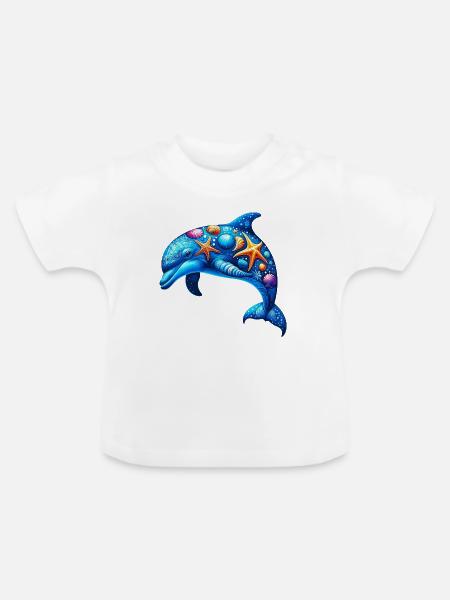Delfin - Baby Bio-T-Shirt mit Rundhals - Weiß