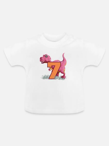 Nr.7 Dino - Baby Bio-T-Shirt mit Rundhals - Weiß