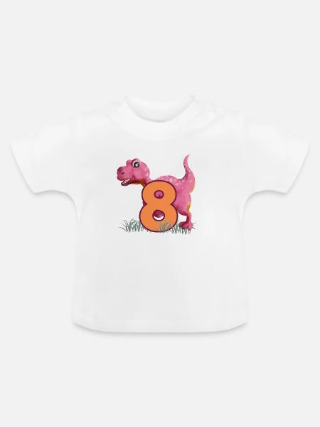 Nr.8 Dino - Baby Bio-T-Shirt mit Rundhals - Weiß