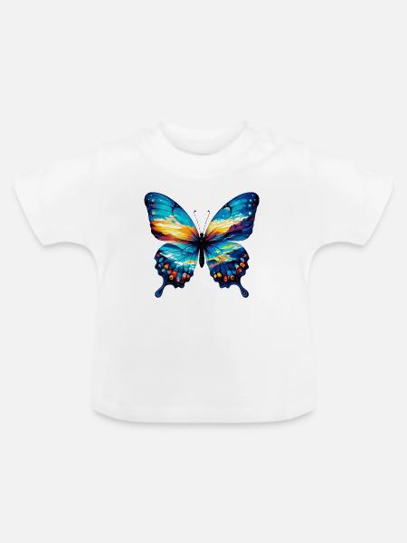 Schmetterling - Baby Bio-T-Shirt mit Rundhals - Weiß
