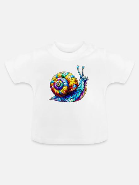 Schnecke - Baby Bio-T-Shirt mit Rundhals - Weiß