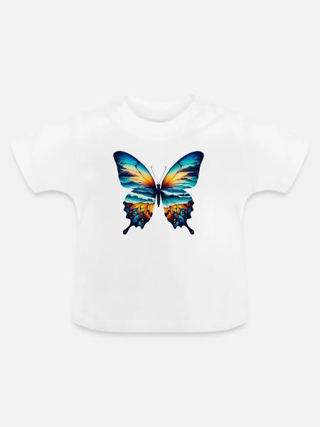 Schmetterling - Baby Bio-T-Shirt mit Rundhals - Weiß
