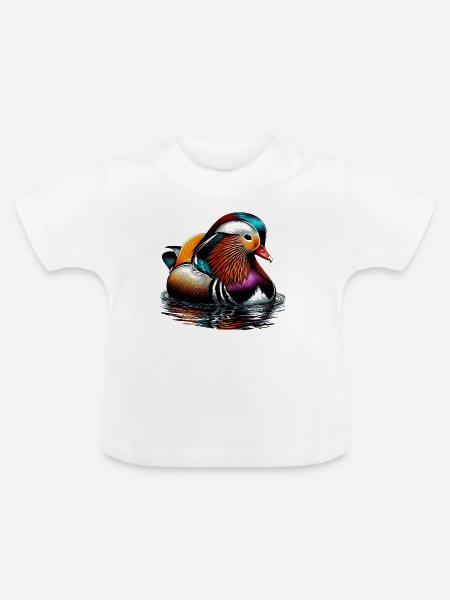 Mandarinente - Baby Bio-T-Shirt mit Rundhals - Weiß