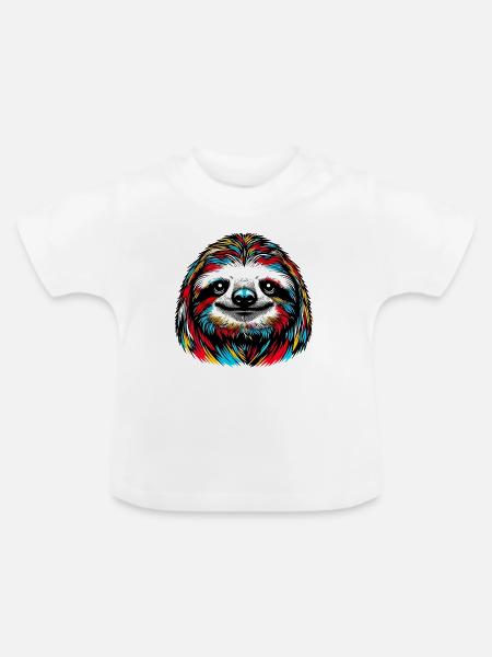 Faultier - Baby Bio-T-Shirt mit Rundhals - Weiß