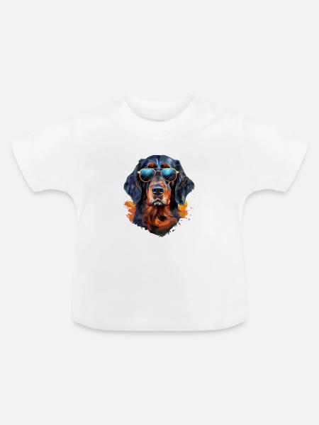 Gordon Setter mit Sonnenbrille - Baby Bio-T-Shirt mit Rundhals - Weiß