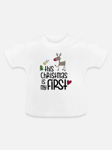 my first Christmas - Baby Bio-T-Shirt mit Rundhals - Weiß
