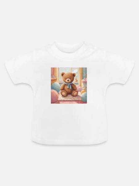 Teddybär Poster, Baby, Kind, Säugling - Baby Bio-T-Shirt mit Rundhals - Weiß
