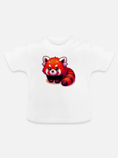 Kleiner Panda - Baby Bio-T-Shirt mit Rundhals - Weiß