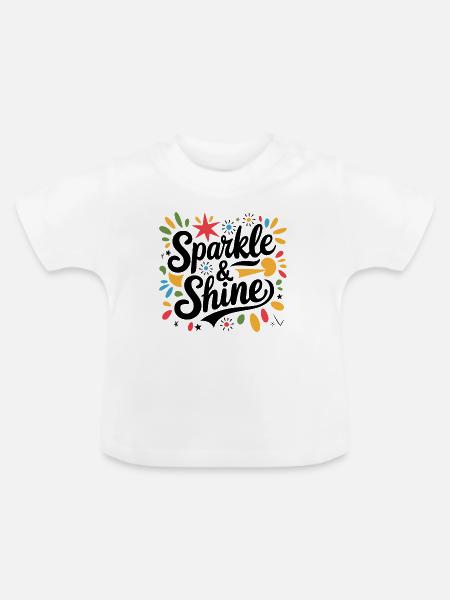 Funkeln & Glänzen - Baby Bio-T-Shirt mit Rundhals - Weiß