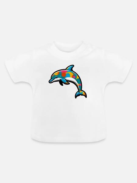 Delfin - Baby Bio-T-Shirt mit Rundhals - Weiß