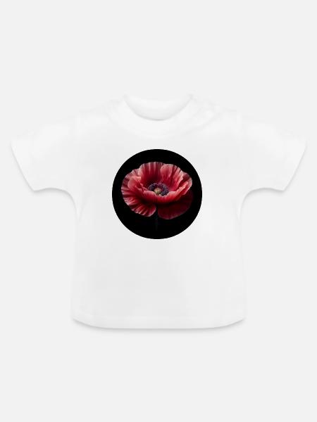 Mohnblume fotorealistisch - Baby Bio-T-Shirt mit Rundhals - Weiß