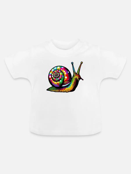 Schnecke - Baby Bio-T-Shirt mit Rundhals - Weiß