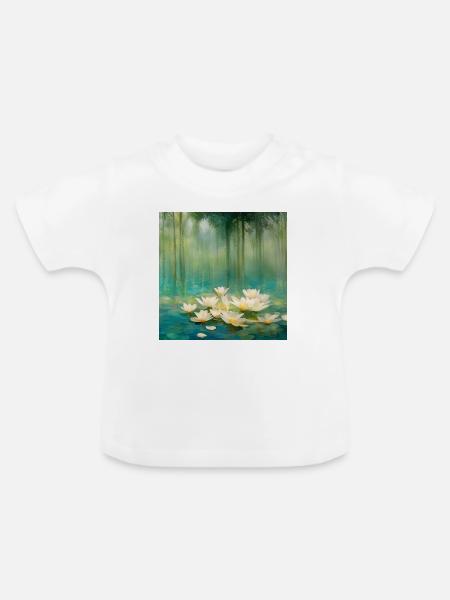 Seerosen - Baby Bio-T-Shirt mit Rundhals - Weiß