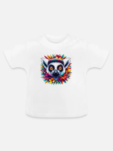 Lemur - Baby Bio-T-Shirt mit Rundhals - Weiß