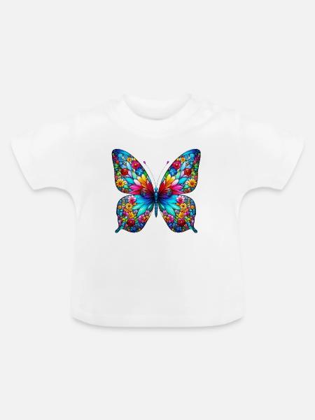 Schmetterling - Baby Bio-T-Shirt mit Rundhals - Weiß