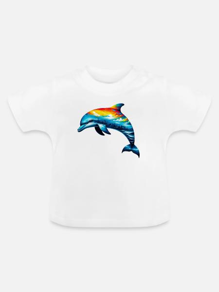 Delfin - Baby Bio-T-Shirt mit Rundhals - Weiß
