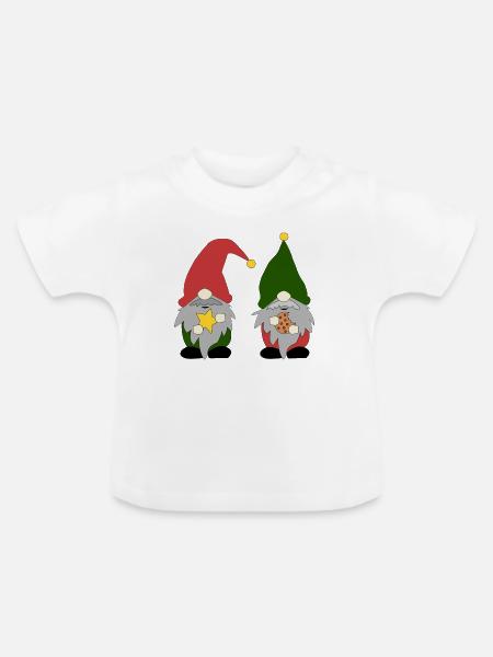 Fröhliche Wichtel - Baby Bio-T-Shirt mit Rundhals - Weiß