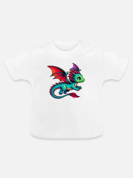 Drache - Baby Bio-T-Shirt mit Rundhals - Weiß